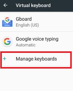 upravljanje tipkovnicama u postavkama virtualne tipkovnice u 7.0 nougat